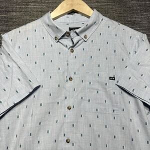 Billabong Shirt Men's Medium Blue Geomtric Short Sleeve Button Up ABBWT00112